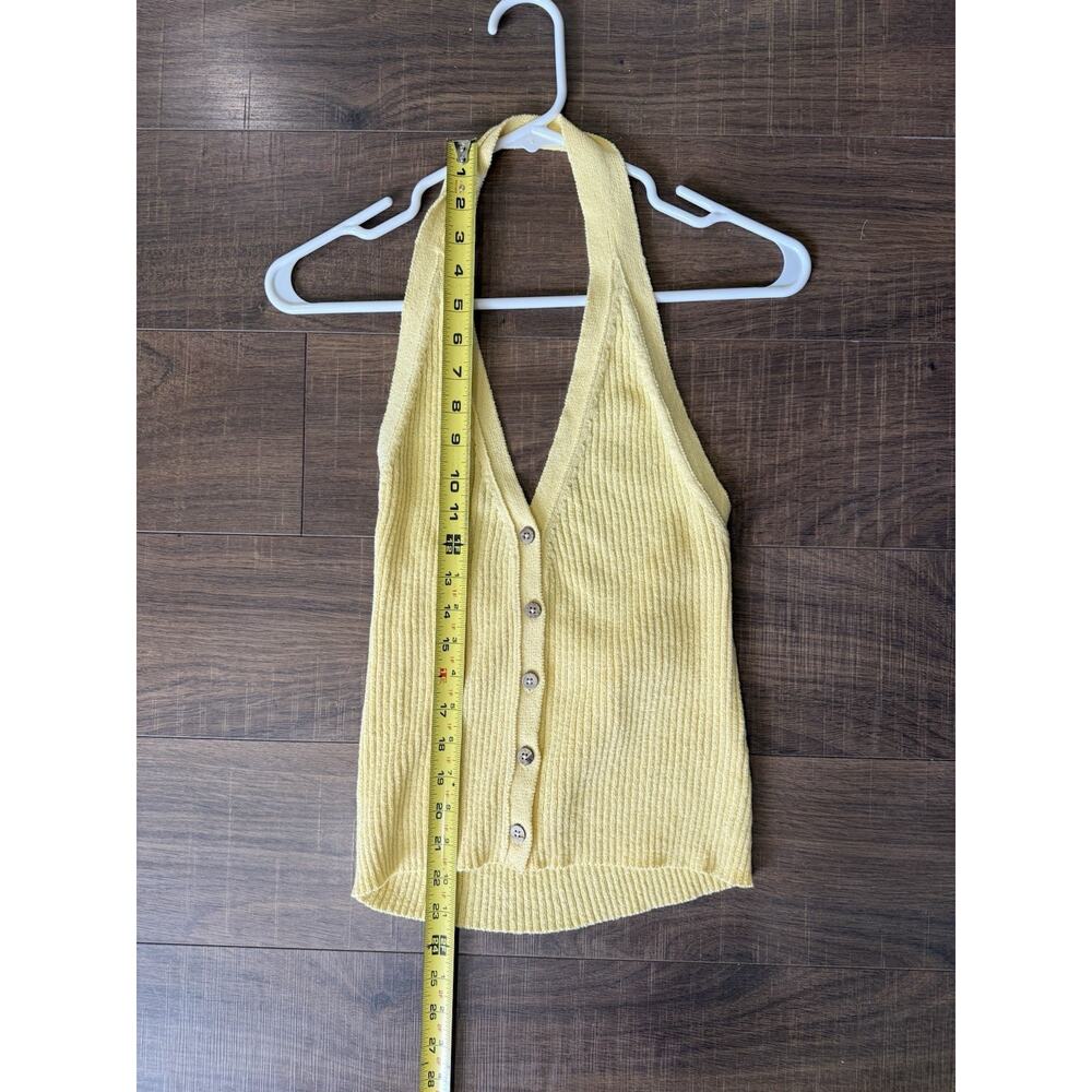 FREE PEOPLE Sweater M/L FP BEACH Basketweave Halter Yellow Women’s Boho - Picture 5 of 6